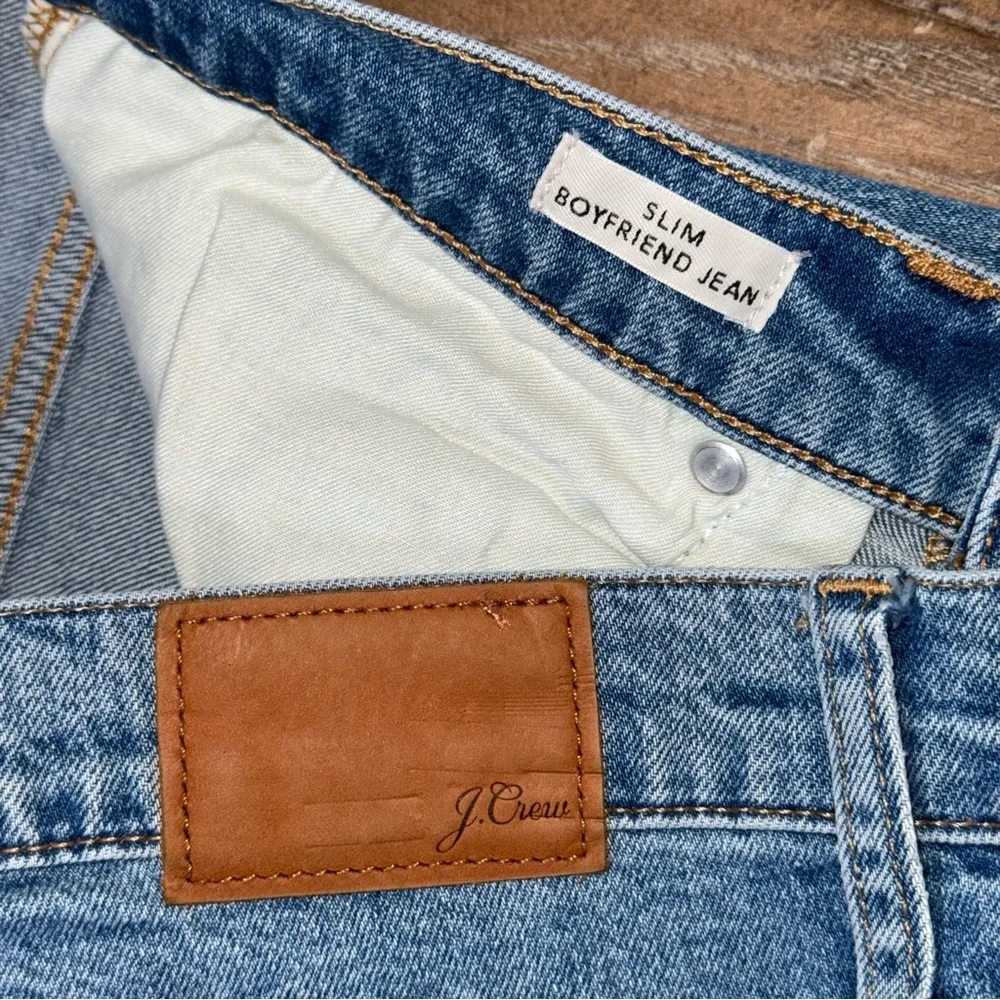 J. Crew high rise slim Straight boyfriend jean light blue 27 tall long